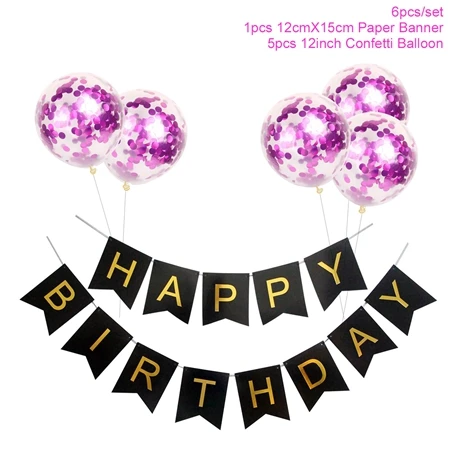 Banner Confetti Розовый с днем рождения баннер шары с золотыми конфетти баннер с надписью Baby Shower День рождения украшения для мальчиков и девочек Детские вечерние сувениры - Цвет: Banner Confetti