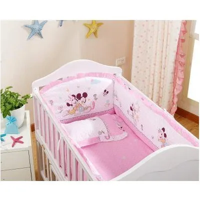 pinkmickey 70cm 120*70 см, 6 шт., чистый хлопок, бампер для детской кровати, съемное постельное белье для новорожденных, детская кроватка, бампер, декор для детской комнаты, детское постельное белье - Цвет: pinkmickey 70cm
