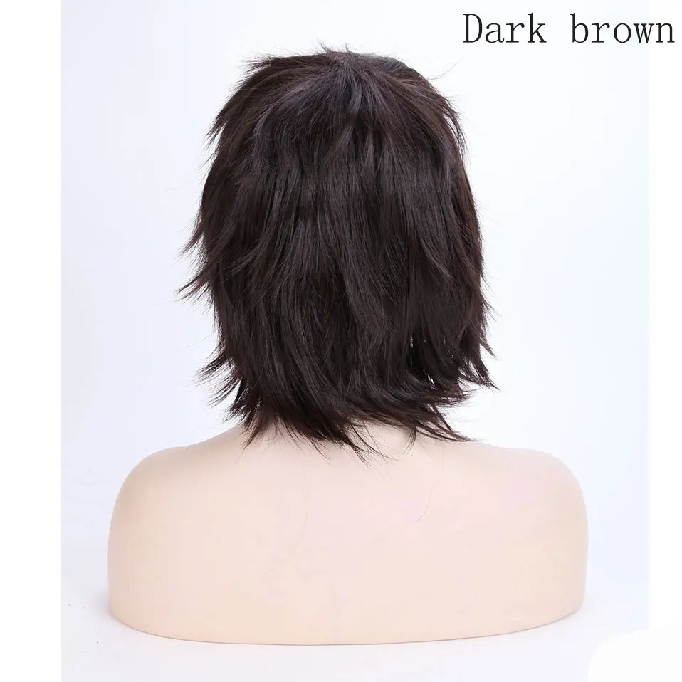 dark brown SNOILITE короткий парик для косплея Красный Розовый Синий Коричневый Белый Серый волосы парики Синтетический прямой костюм парик для рождественской вечеринки - Цвет: dark brown