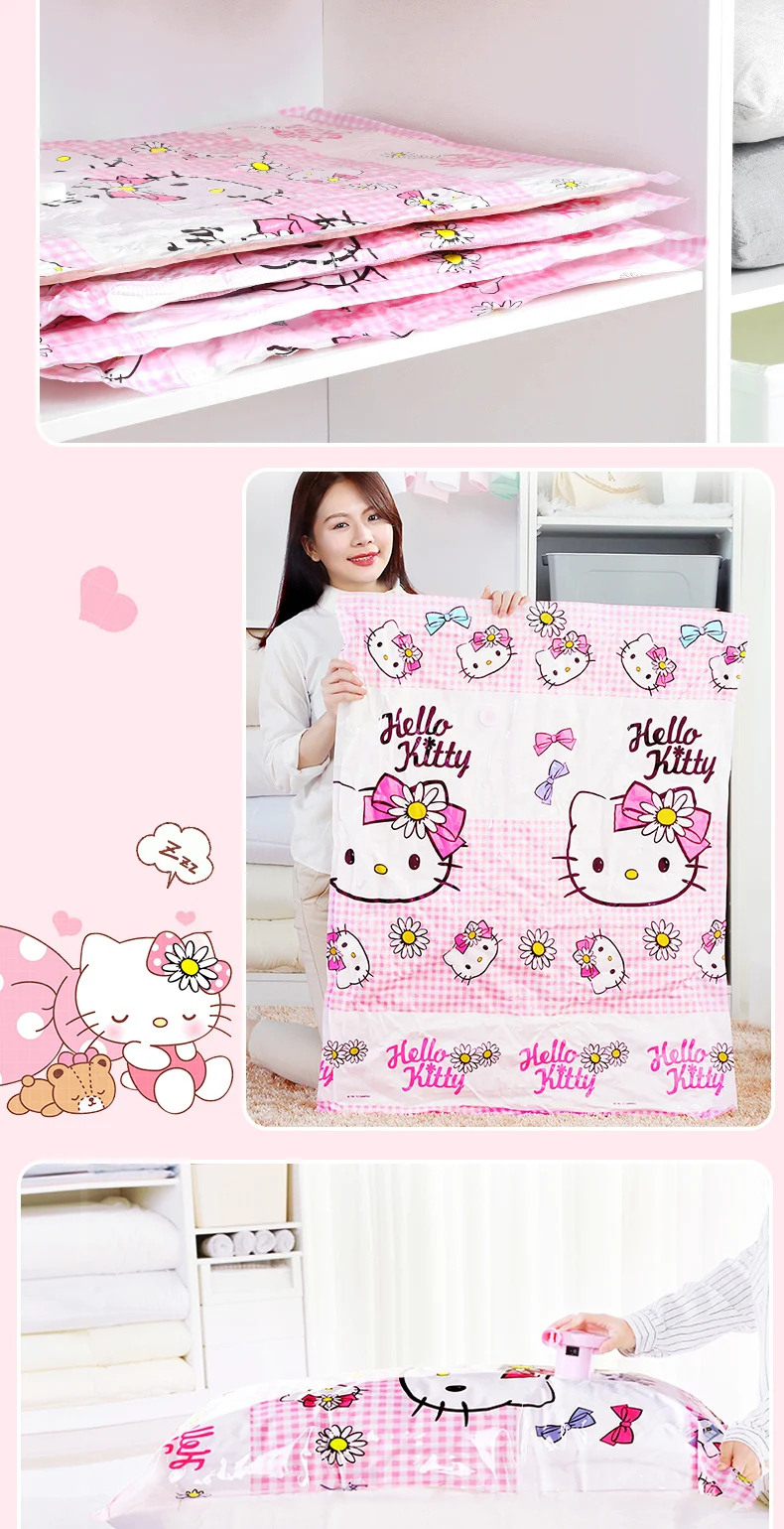 Вакуумный компрессионный мешок hello kitty, одеяло, свитер, ткань для стирки, плотное большое стеганое одеяло, сумка для хранения одежды, очень большая коробка для хранения