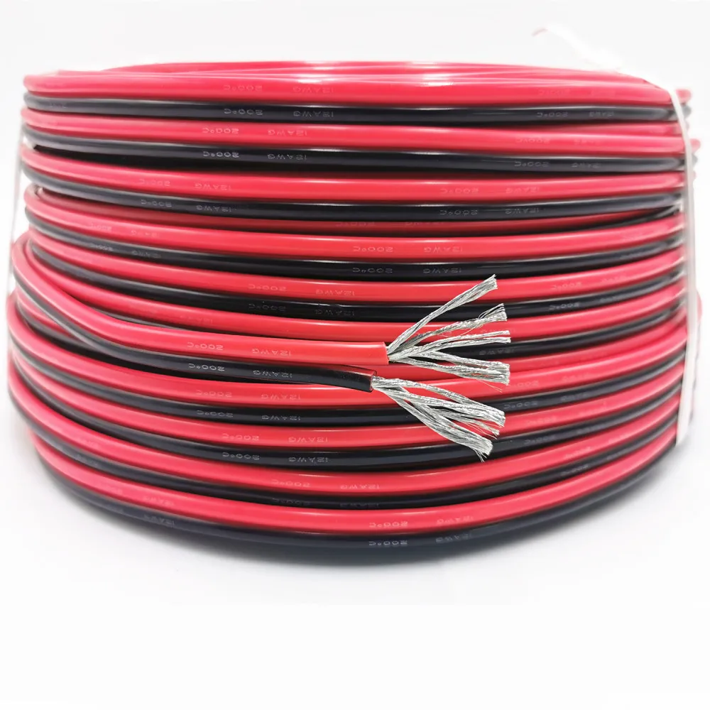 1 метр черный + Красный силиконовый провод 12AWG 14AWG 16AWG 22AWG 24AWG термостойкий мягкий