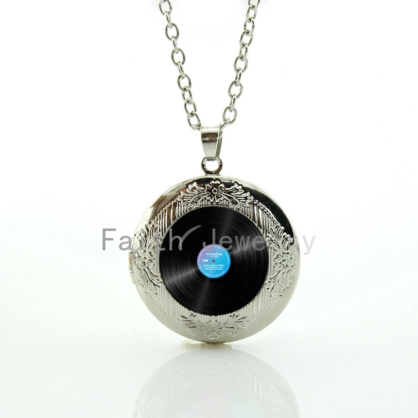 Popular music pendant Vinyl Disc Gramophone Record locket necklace stylish musician jewelry newest music fans gift HH231
