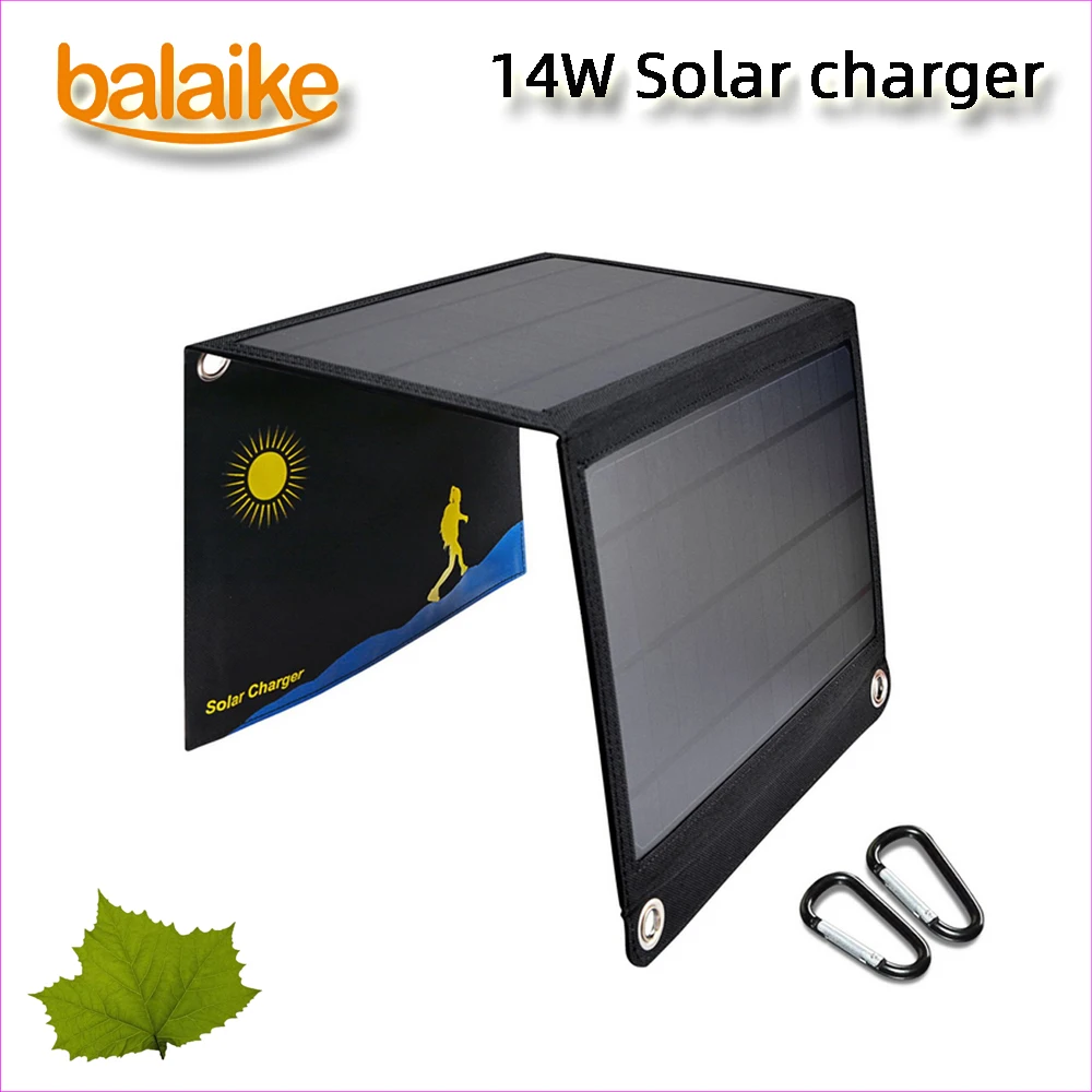 

Balaike solar battery charger 14W 5V Solar Panel Folding Charger Mobile Power contain 2 pcs panel solar for mobile phone