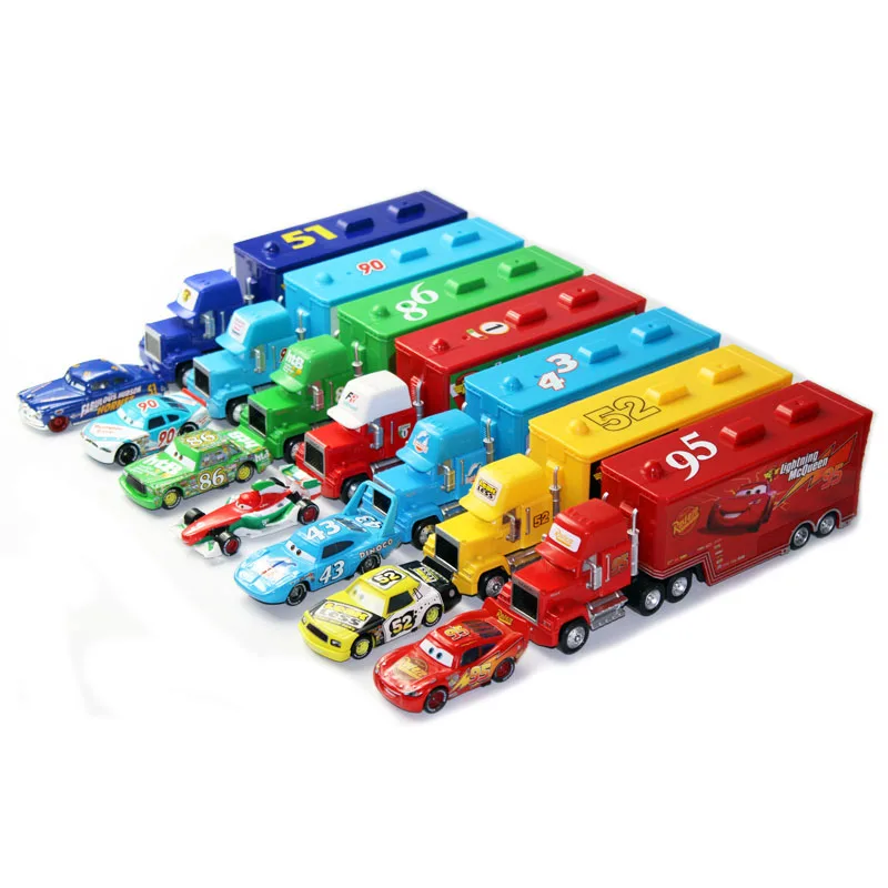 Автомобили disney Pixar 21 стиль Mack Truck+ маленький автомобиль McQueen 1:55 литой под давлением металлический сплав и пластик Модель автомобиля игрушки подарки для детей