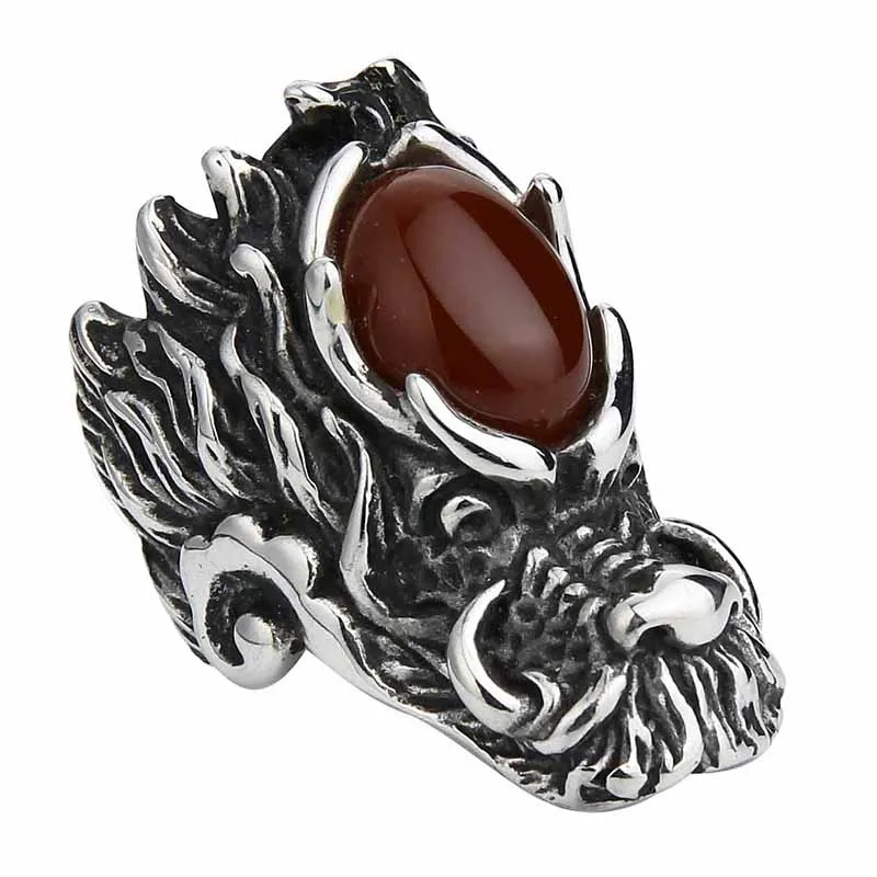 Мужское Винтажное кольцо с головой дракона из нержавеющей стали|cats eye ring|ring forbiker