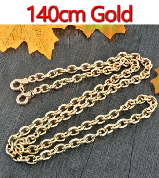 140cm Gold DIY 9mm Gold, Silver, Gun Black O Shape Chains Replacement Shoulder Bag Straps for Small Handbags Belts Handles - Цвет: 140cm Gold