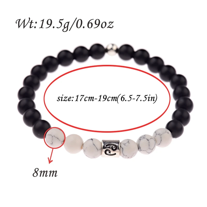 12 Созвездие Белый Бирюзовый Камень Бусы Браслеты для женщин винтажные браслеты