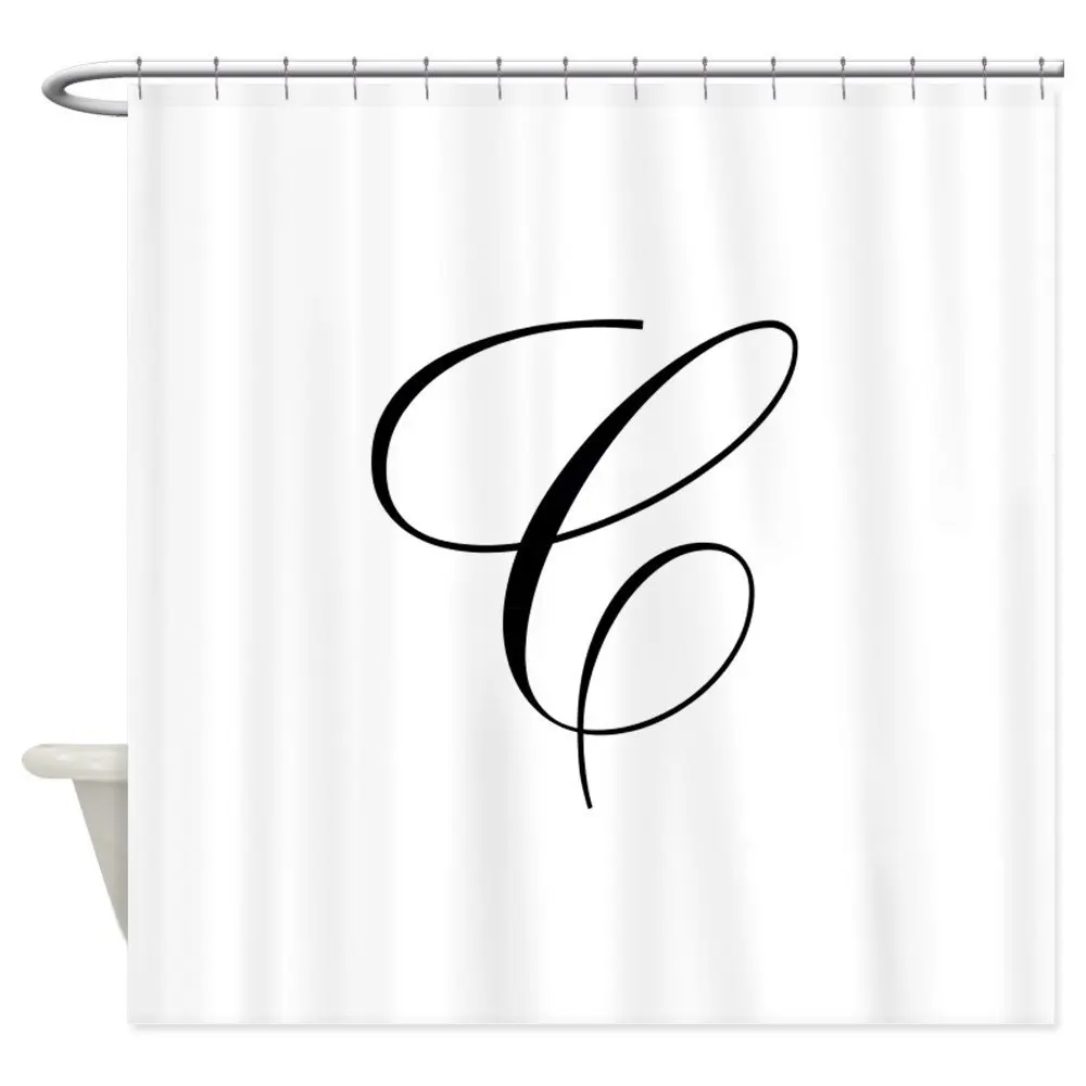 Ornate Script Monogram Letter C Shower Curtain Decorative Fabric For Bathroom Waterproof Polyester | Дом и сад
