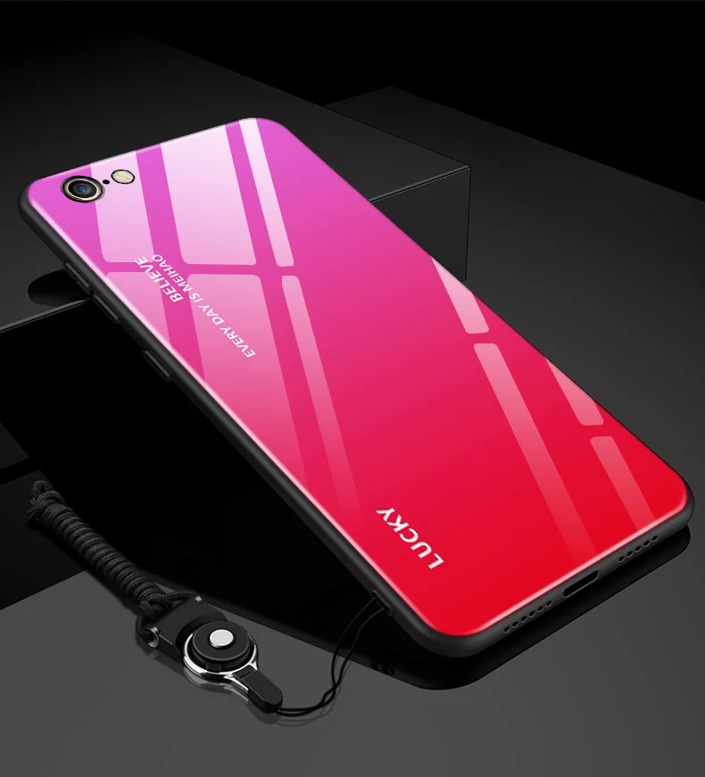Закаленное Стекло чехол для iPhone 6 S, градиентные Цвет стандарт Blu-Ray Аврора накладка на заднюю панель с рисунком для iPhone 6 S 6S Coque iPhone6S proetct оболочки - Цвет: A6