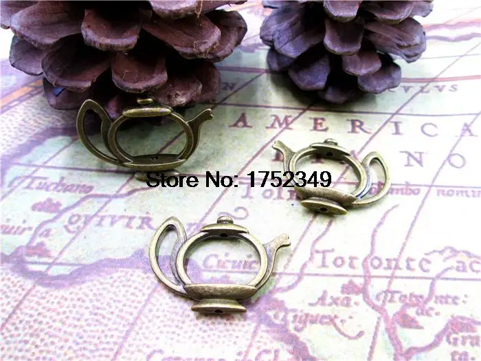 15 шт. Чай горшок подвески, античный бронзовый Прекрасный Чай горшок Spacer Разъем ссылка шапки рамка из бисера Шарм Подвеска 19x23mm