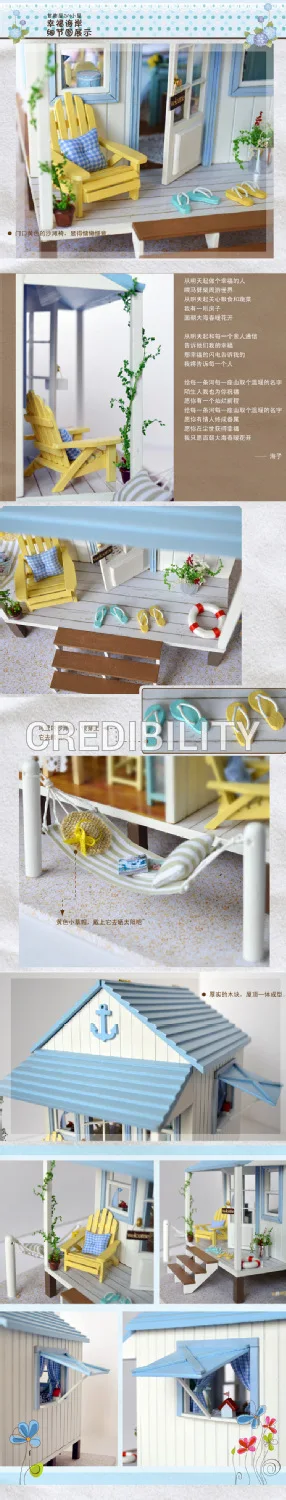 A017A diy большой кукольный домик вилла праздник Кукольный дом миниатюрная деревянная модель здания мебель модель для детей игрушки