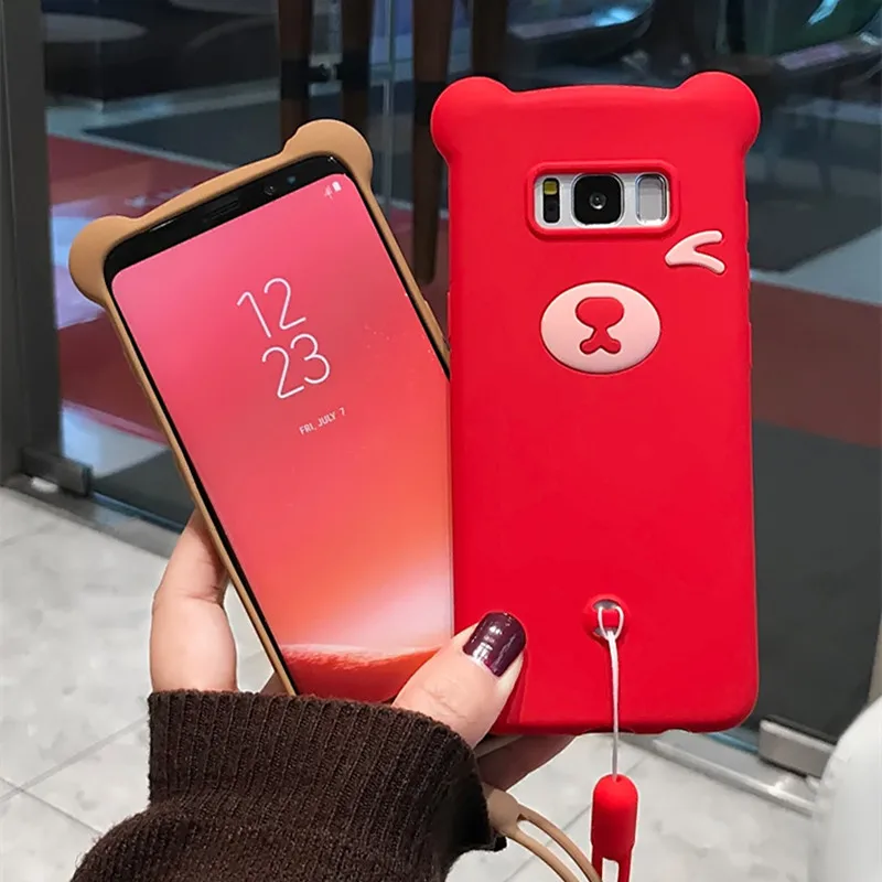 Милый чехол для телефона с мультяшным медведем Samsung Galaxy S10 S8 S9 Plus Note 9 E жидкостный