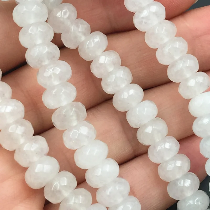 REACHLIN JEWELS белый натуральный камень Jades 5x8 мм Rondelle граненые Jaspers свободные бусы из