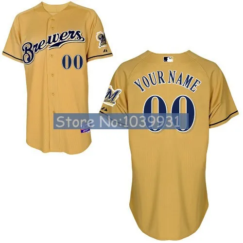 Free Shipping Custom Milwaukee Brewers Authentic Personalized 2013 New Cool Base Double Stitched Onfield Baseball Jersey | Спорт и