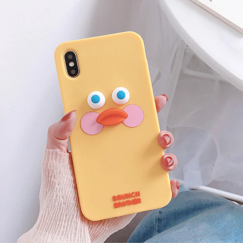 Милый чехол для телефона с изображением утки из мультфильма для iphone 11 Pro Max XS Max X XR 6 6s 7 8 plus, чехол-накладка s, модный Забавный мягкий чехол с 3D сенсорным покрытием Silcone