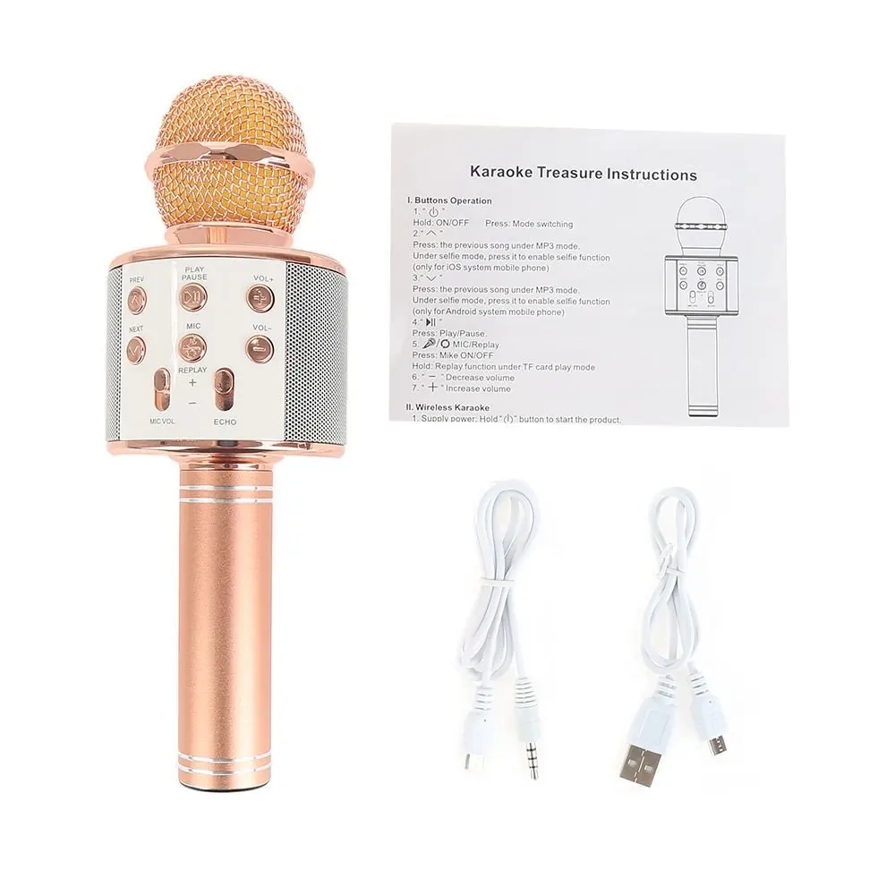 WS-858 Mic Karaoke Microphone Wireless headphone Mini Portable Bluetooth 4.1 bluetooth Speaker WS858 Outdoor KTV | Электроника