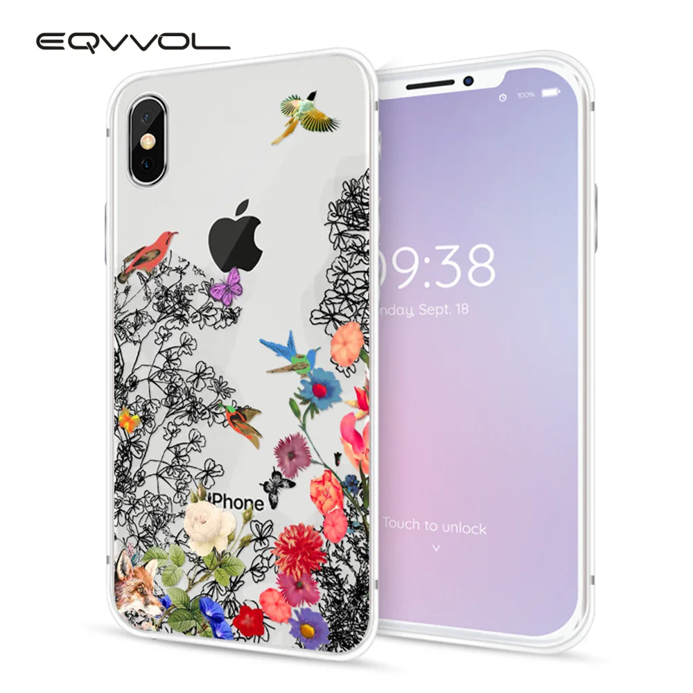 Eqvvol Модный чехол для телефона с цветочным узором iPhone X 8 7 6 6s Plus мягкий из ТПУ 10 5 5S 5C