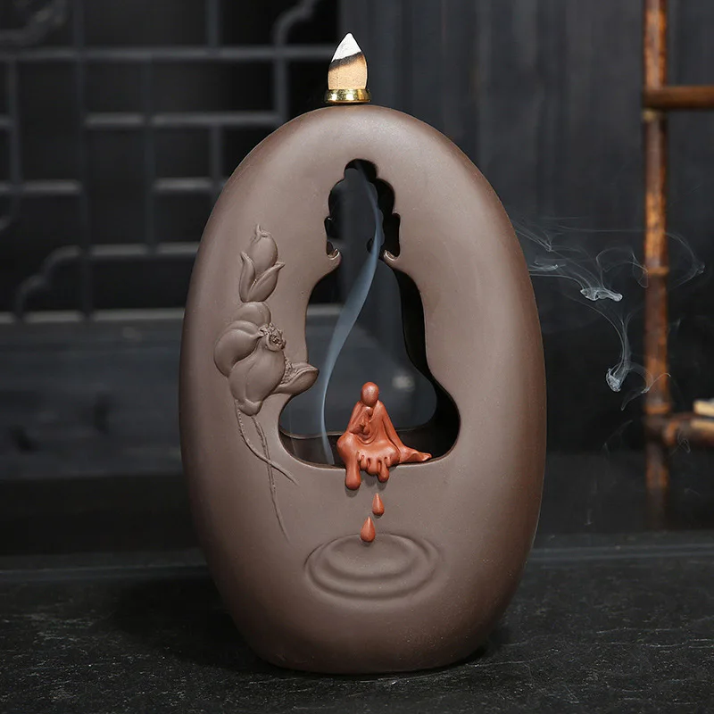 Ceramic Обратная ладана горелка с Буддой статуя домашний Декор Керамическая ароматерапия пьедестал фарфоровый декор для офиса Чайный домик+ 10 шт. благовоний - Цвет: Ceramic