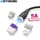 Магнитный кабель KEYSION 5A USB Type-C для Huawei, Samsung, Xiaomi, USB C, быстрый кабель Micro USB, магнитное зарядное устройство для телефона iPhone XR, XS