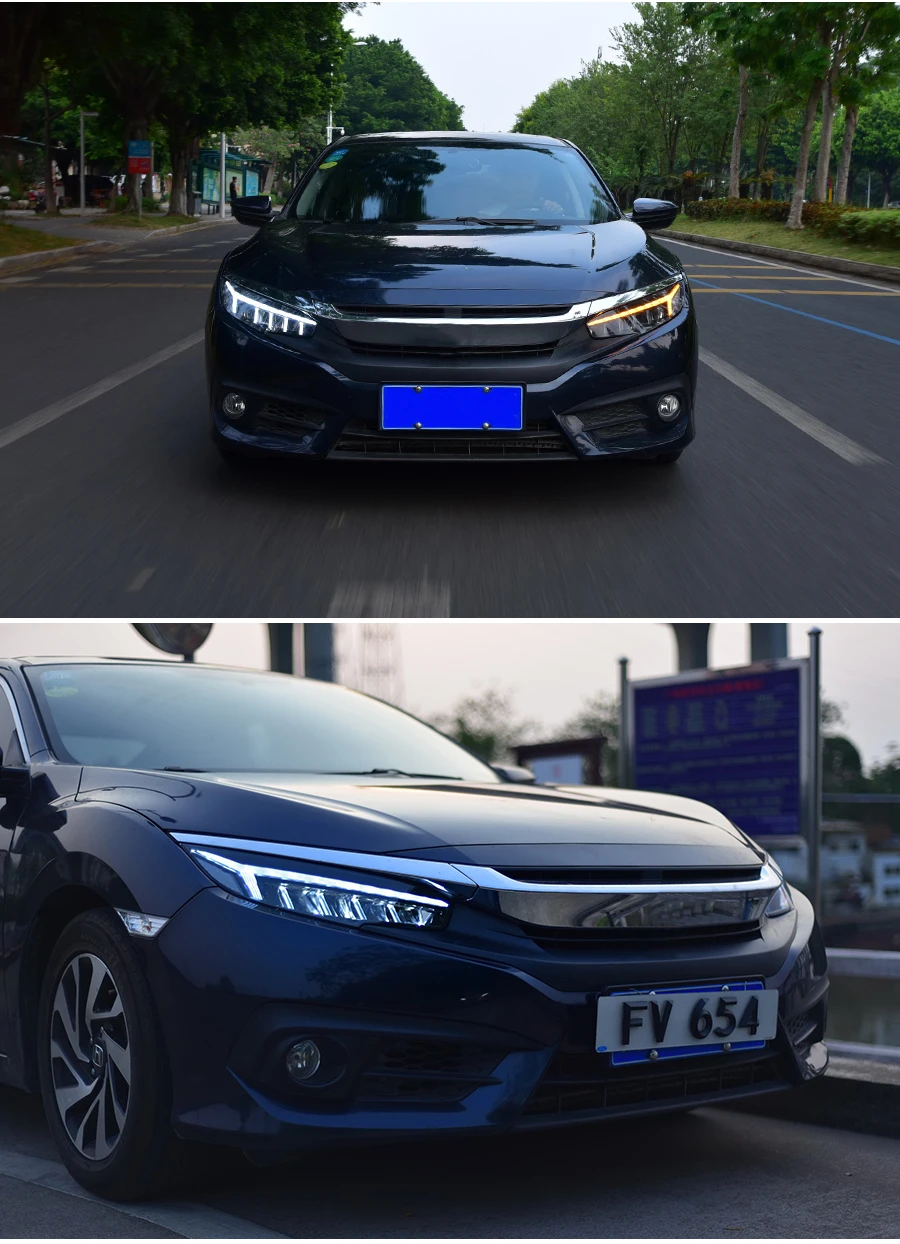 Головной светильник в сборе для Honda Civic полный светодиодный светильник источник Светодиодный дневной ходовой светильник светодиодный указатель поворота