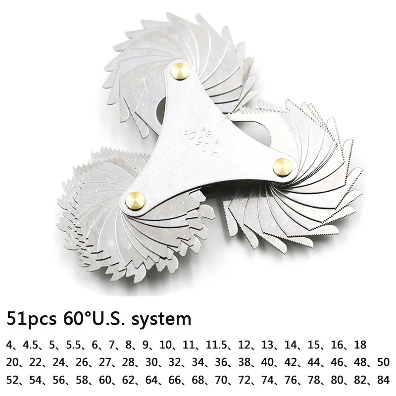 51 шт. винтовой манометр шаг американского винта Стальные Резьбовые лезвия 60