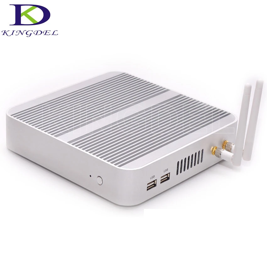 DHL Бесплатная Kingdel безвентиляторный мини ПК настольный компьютер 4K HTPC неттоп Intel
