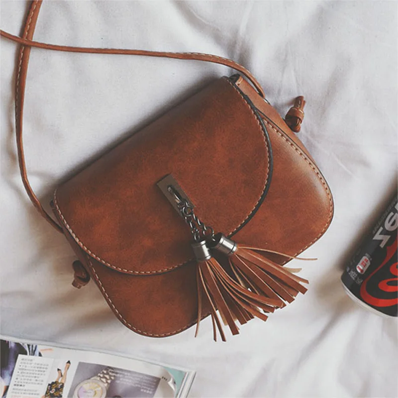Модная женская сумка через плечо с кисточками мессенджер из искусственной кожи