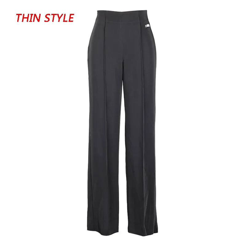 Thin style Новые латинские танцевальные брюки для женщин женские черные тренировочные Бальные платья ча Румба Самба конкурс латиноамериканских танцев Брюки DQS1677 - Цвет: Thin style