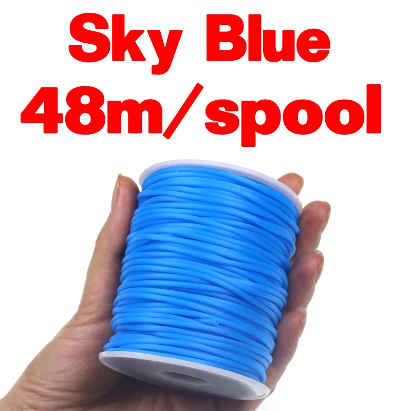 Sky Blue 48m Bimoo 48 м/катушка упругая тонкая пленка силиконовые установки трубка рукав для Скад креветок Нимфа Летающая кожа Рыбалка Сабики мухобойка материал - Цвет: Sky Blue 48m