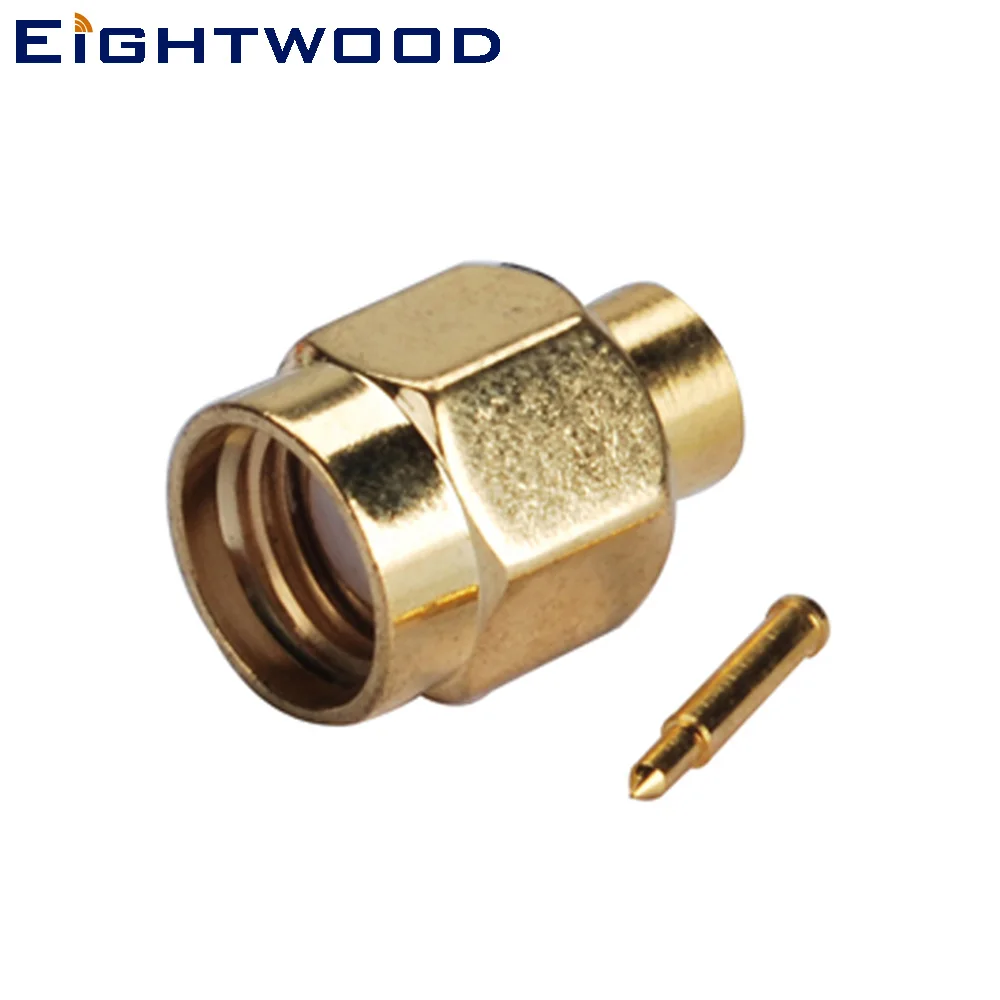 

Eightwood 5PCS SMA Plug Male RF Coaxial Connector Adapter Straight Solder for Semi-rigid .141" RG402 Cable