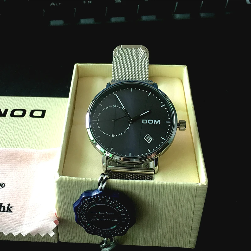 DOM мужские часы Топ Роскошные Аналоговые кварцевые кожаные с металлическим