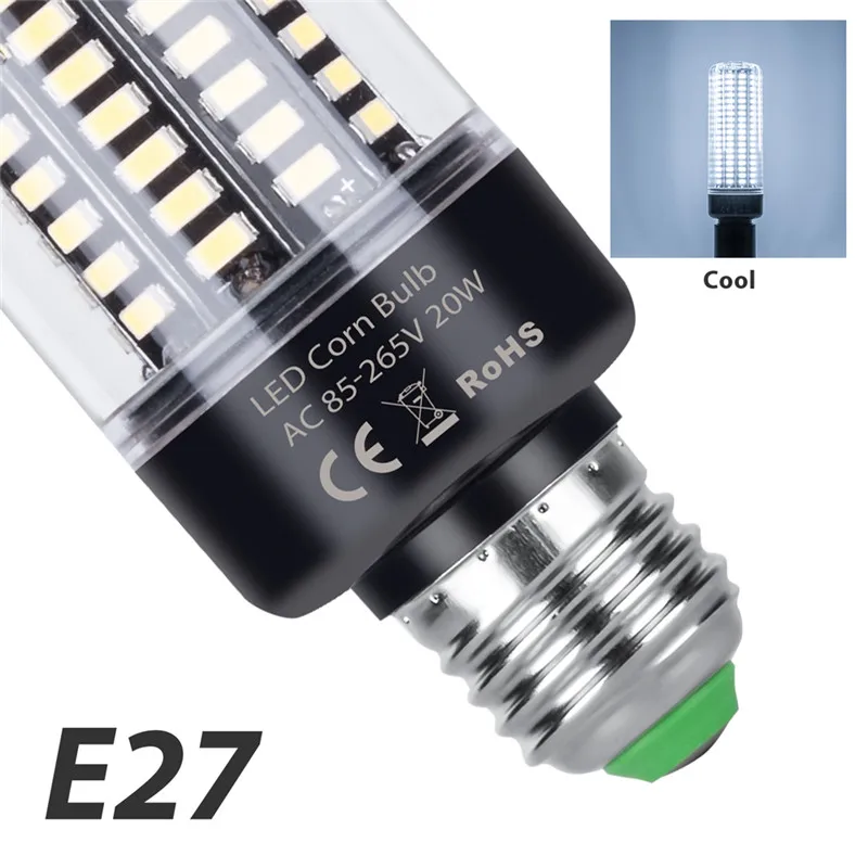 Светодиодный светильник лампы E14 Bombillas Led 220V лампы кукурузы 3,5 Вт, 5 Вт, 7 Вт, 9 Вт, 12 Вт, 15 Вт, 20 Вт, без мерцания 85-265V лампы в форме свечи лампы для дома SMD 5736 - Испускаемый цвет: E27 Cold White