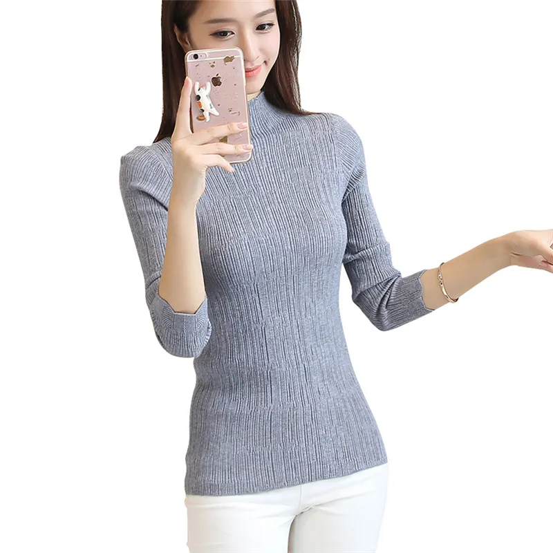 Новый зимний свитер тонкий половина Корейский высокой шеей платье рубашка |