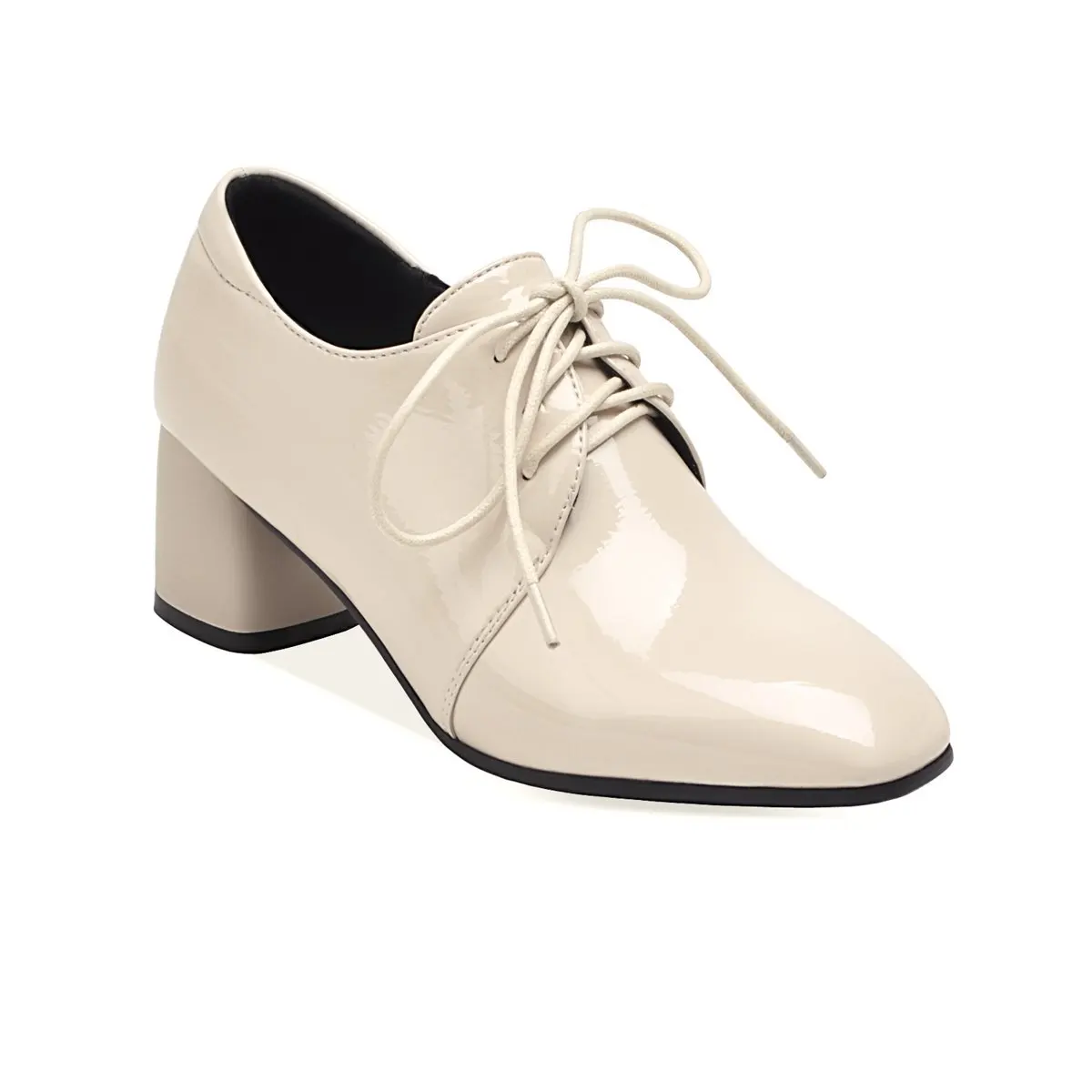 Joker British wind square early spring of 2019 new women's shoes with high heels 43-43 lace-up wet | Обувь