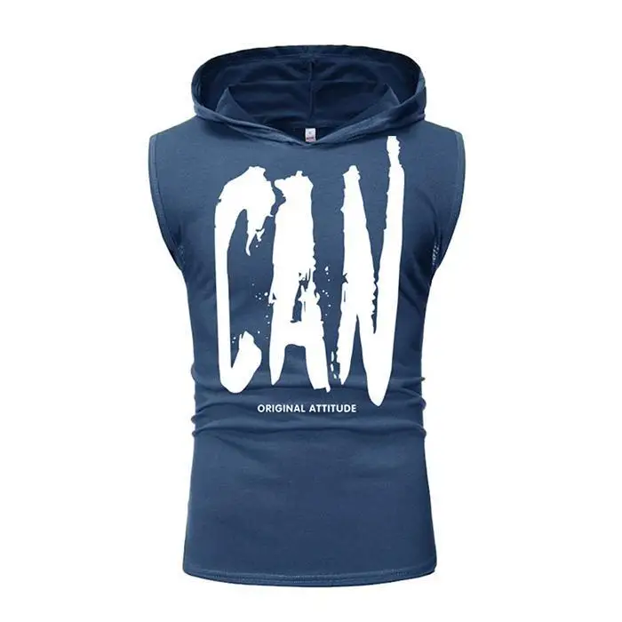 Men Casual Hooded Neck Sleeveless Letter Summer Print Red Green Blue Black Pullover Vest Top | Мужская одежда