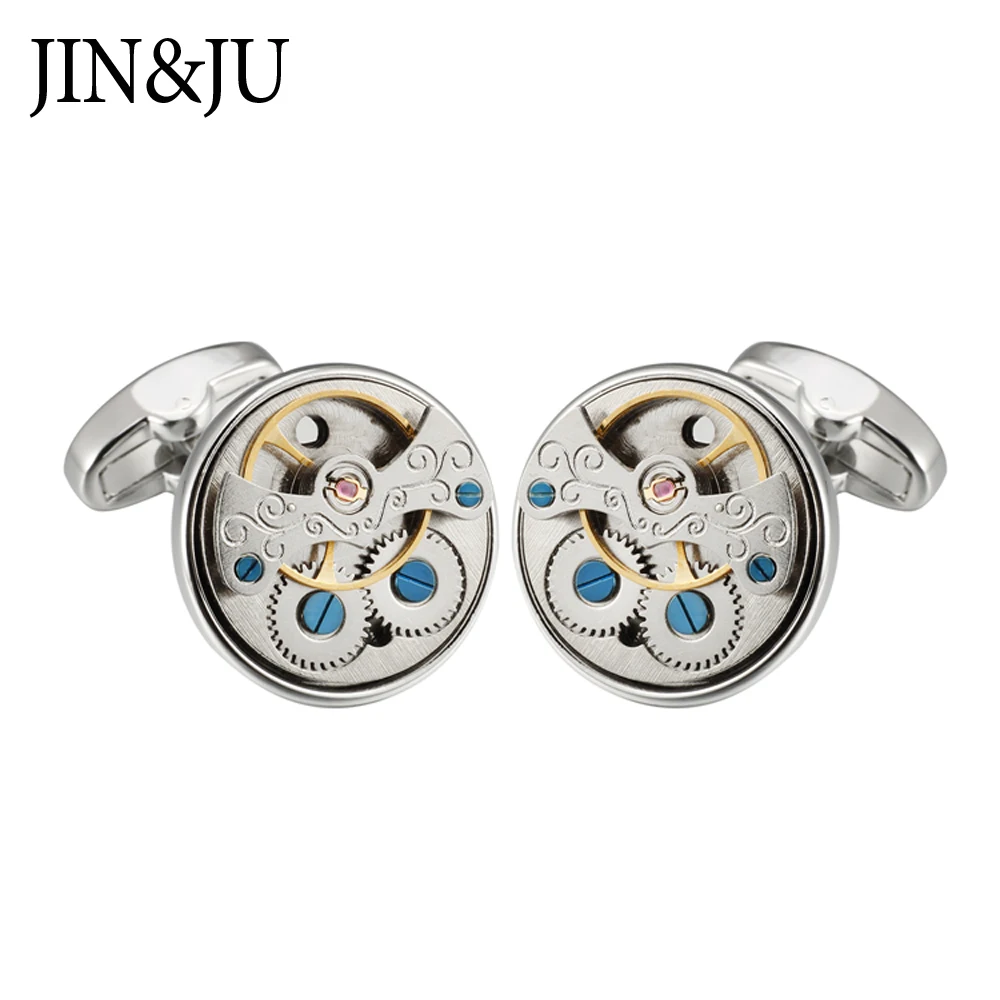 JIN& JU Движение Турбийон дизайн запонки для мужские свадебные жениха механические часы стимпанк шестерни Запонки Relojes Gemelos