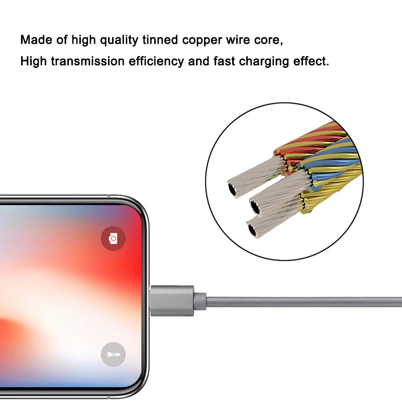 3 в 1 USB кабель 2.4A для быстрой зарядки Регулируемый iPhone 8 7 6 Android Micro lightning Type C