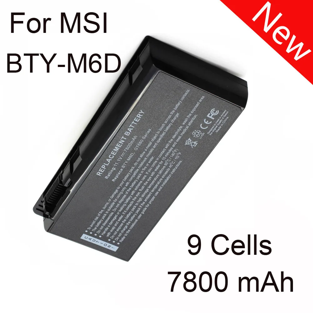 YHR 7800Mah laptop battery For MSI BTY-M6D E6603 GT60 GT660R GT670 GT680DXR GT683 GT685H GT70H GT760R GT780DX GT783 GX60 GX780 |