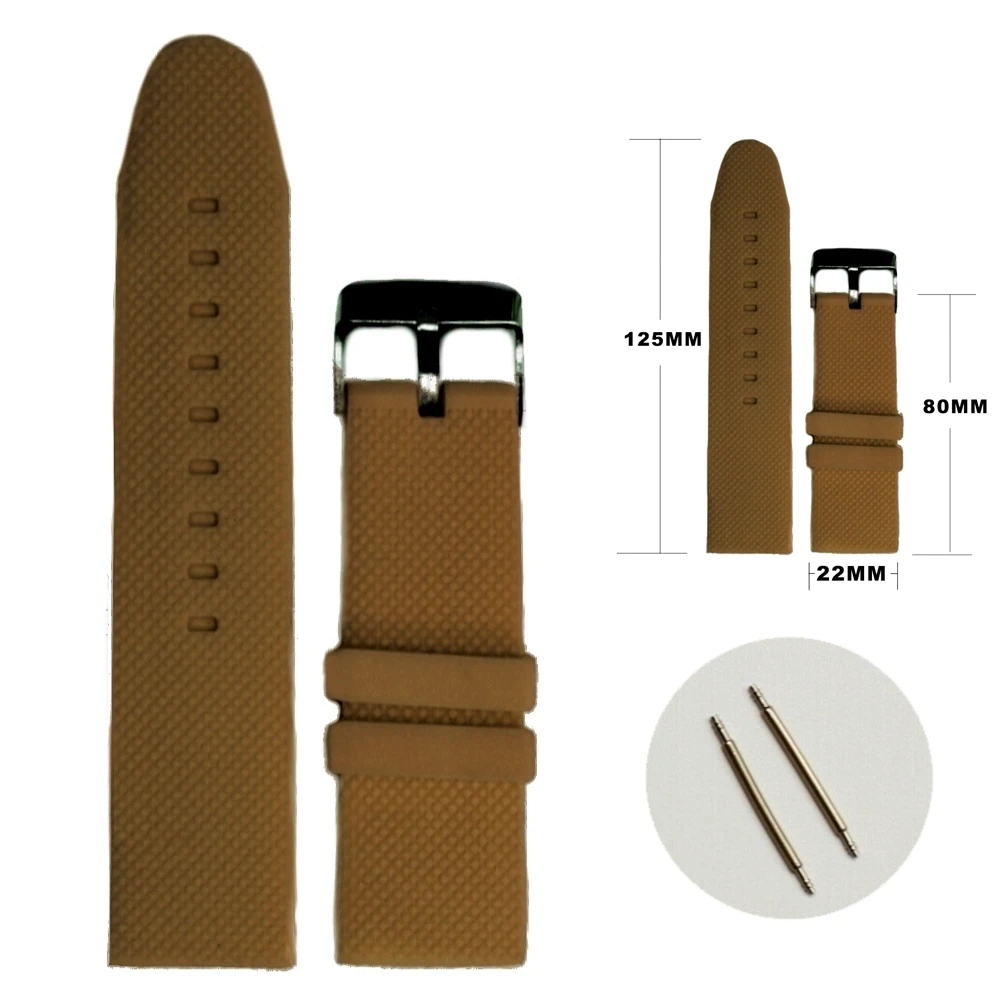 Ремешок для часов унисекс из силиконового желейного каучука 22 мм шоколада