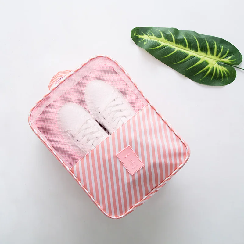 Pink stripe OLAGB Высококачественная портативная дорожная сумка для обуви, нижнее белье, сумки для одежды, сумка-органайзер для обуви, многофункциональные аксессуары для путешествий - Цвет: Pink stripe