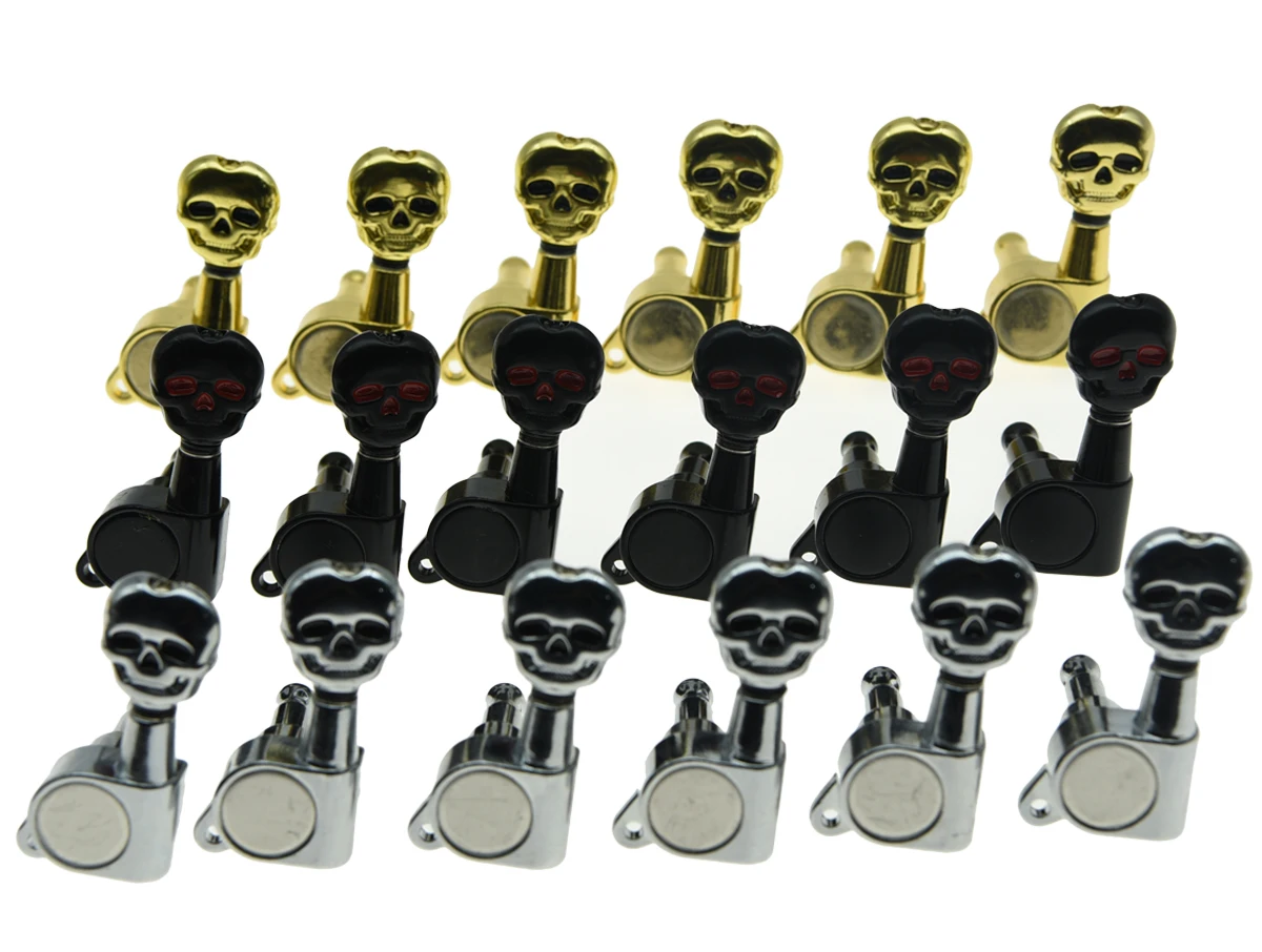 6 Inline 6L Left Handed Sealed Skull Button Guitar Tuners Tuning Keys Pegs Machine Heads for Strat TL Guitars 3 Colors | Спорт и