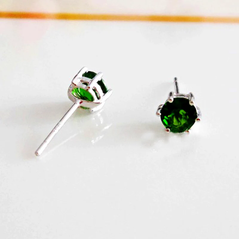 Женские серьги с натуральным изумрудом из стерлингового серебра 925 пробы зеленым