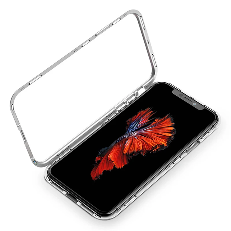 Чехол для iPhone 8 Plus Магнитный адсорбционный металлический флип-чехол для телефона для iPhone XS MAX закаленное стекло чехол