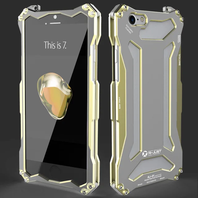 Gold for iphone 7 R-JUST трансформатор Гандам скалолазание Открытый Алюминиевый металлический каркас кейс чехол защитный для iPhone 7 iPhone7 Plus 5,5 - Цвет: Gold for iphone 7