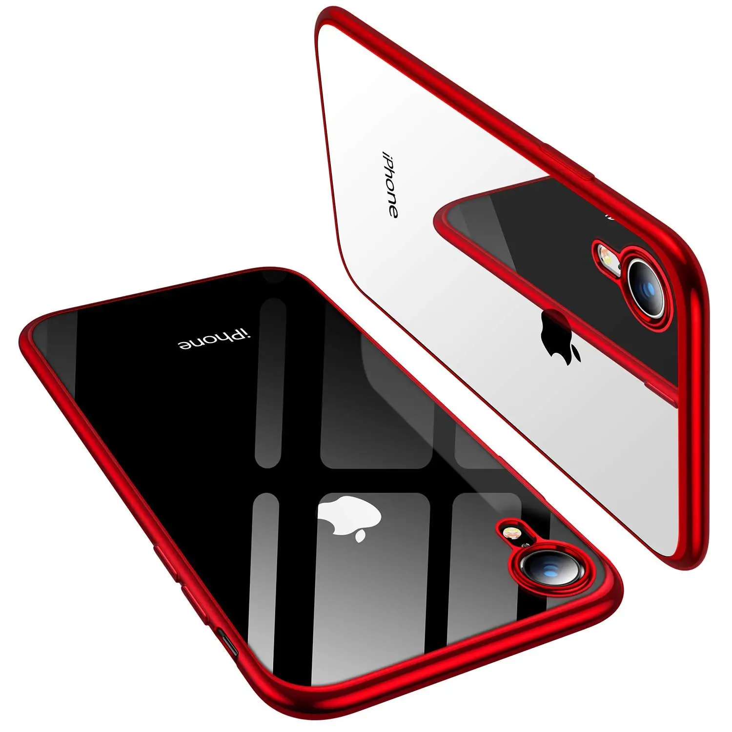 Тонкий Тонкий прозрачный мягкий чехол премиум-класса для iPhone XR XS Max X, гибкий хромированный бампер, прозрачная задняя панель из ТПУ для iPhone 8 7 - Цвет: Красный