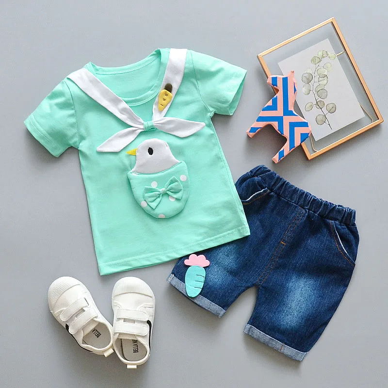 Одежда для девочек Новинка 2019 г. комплект летней одежды модные хлопковые топы с