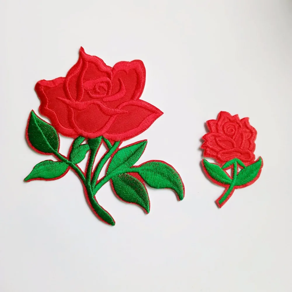 10 шт. новая Красная Зеленая Роза одежда патчи с железной вышивкой Сделай Сам
