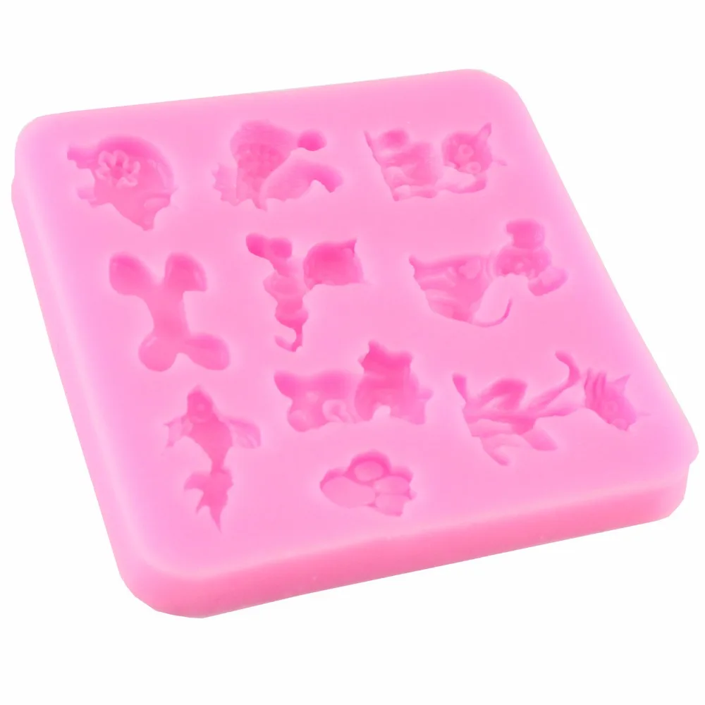 Много видов животных кошка птица свинья в форме рыбы силиконовый 3D форма посуда