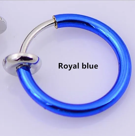 Royal blue Модный комплект одежды из 2 шт./пара губ Имитация пирсинга носа кольца черный нос кольца поддельный пирсинг 13 мм Лабрет, украшение для пирсинга носа клипса серьги ювелирные изделия из жемчуга - Окраска металла: Royal blue