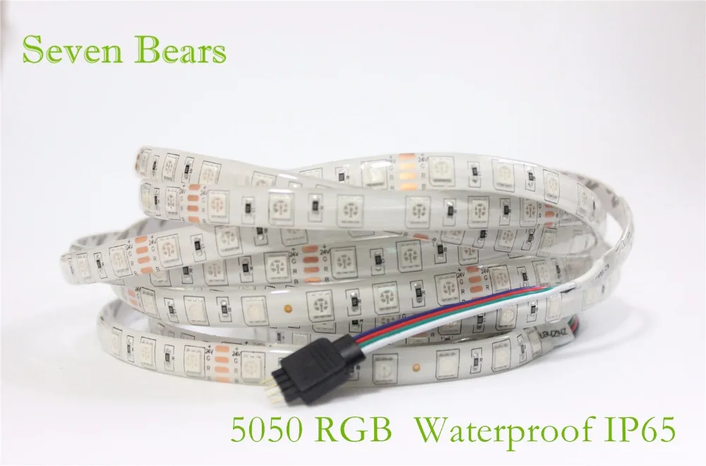 Водонепроницаемая светодиодная лента IP65 DC24V 5050 SMD 5 м 300led 60led/M Белый/теплый белый/RGB